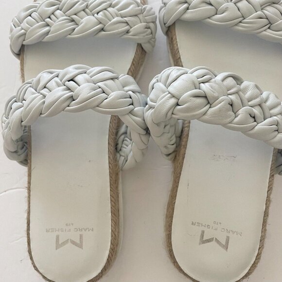 Marc Fisher Jaimee Espadrille Slide White Braided Woven Leather Sandals 8M - Picture 5 of 10